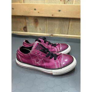 Converse One Star Junior Sneakers Size 12 Pink & White Textile Upper Rubber Sole